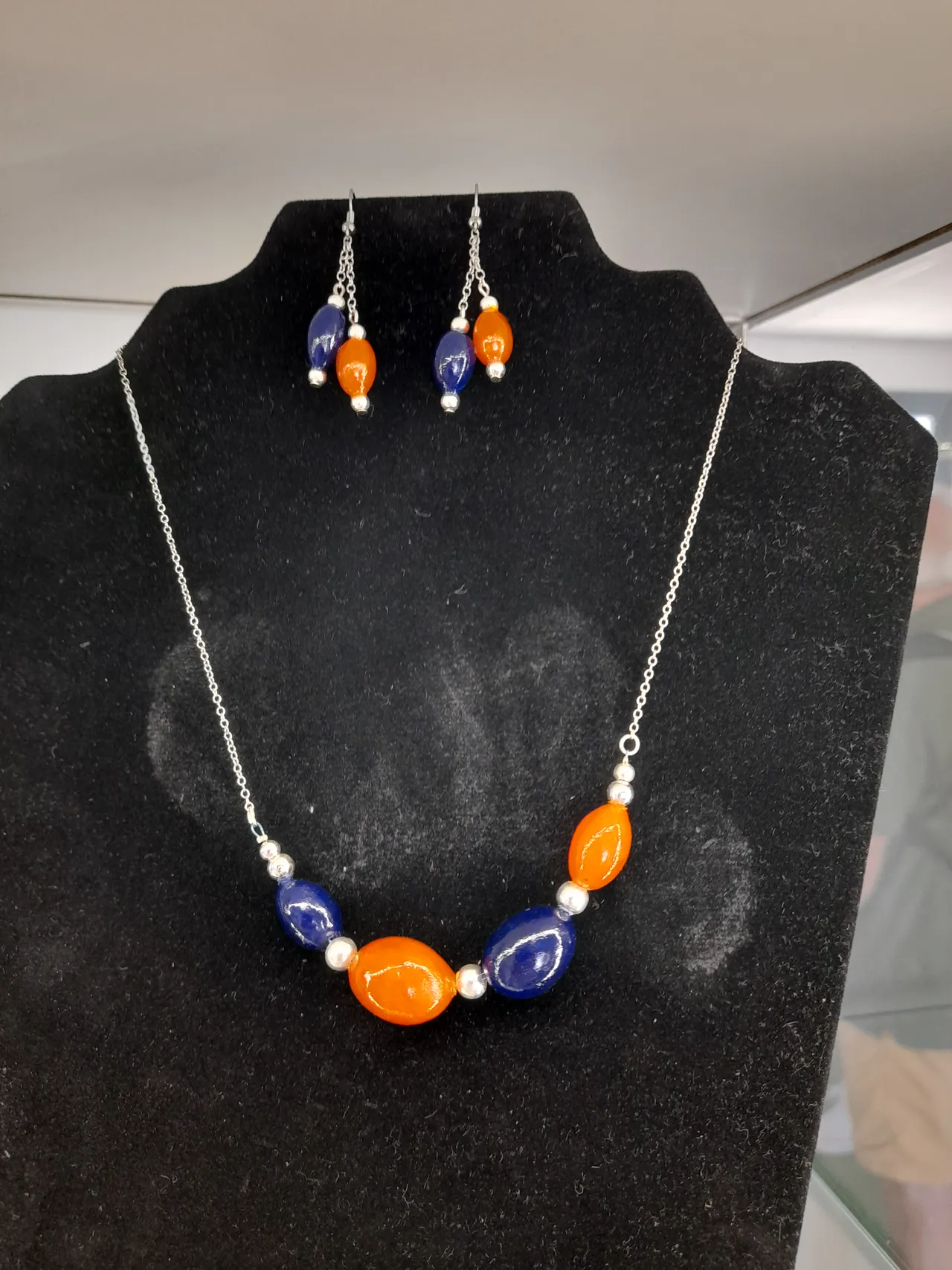 Parure Bleu roi et orange
