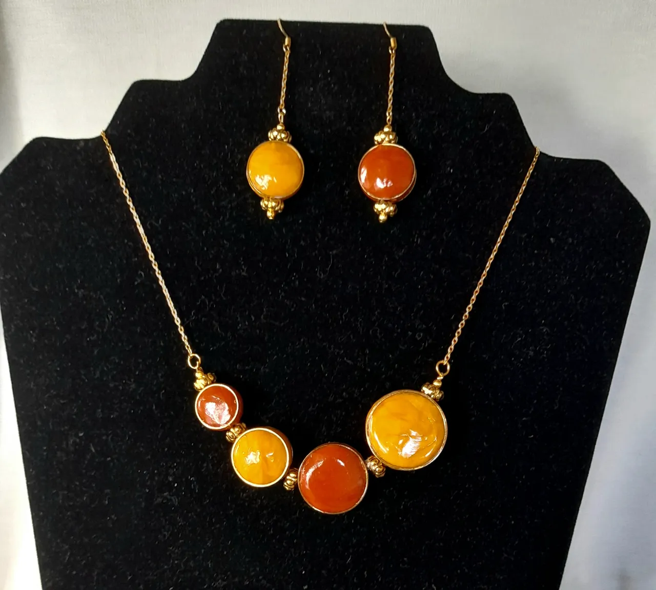 Parure Ambre et orange