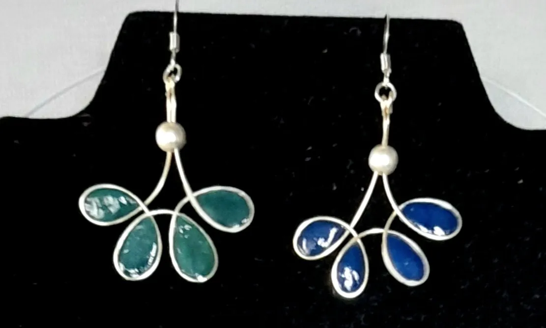 Boucles Feuillage vert et bleu