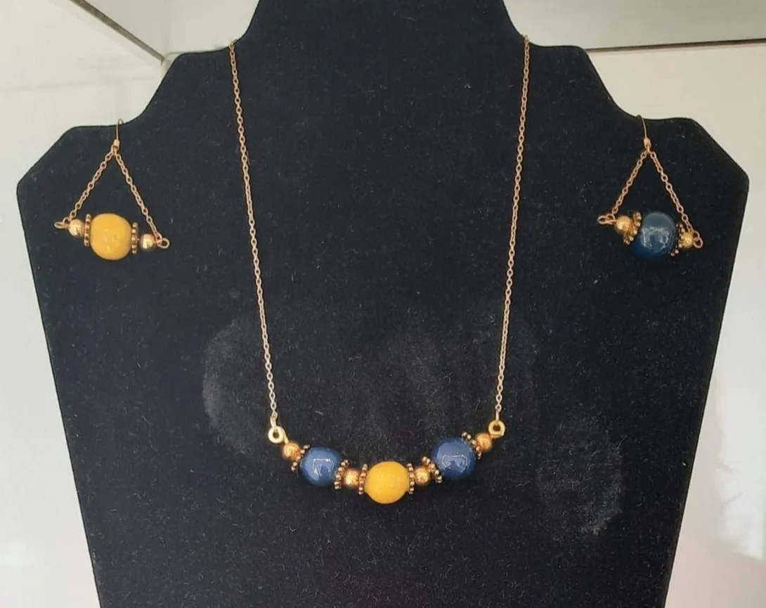 Parure Bleu et jaune
