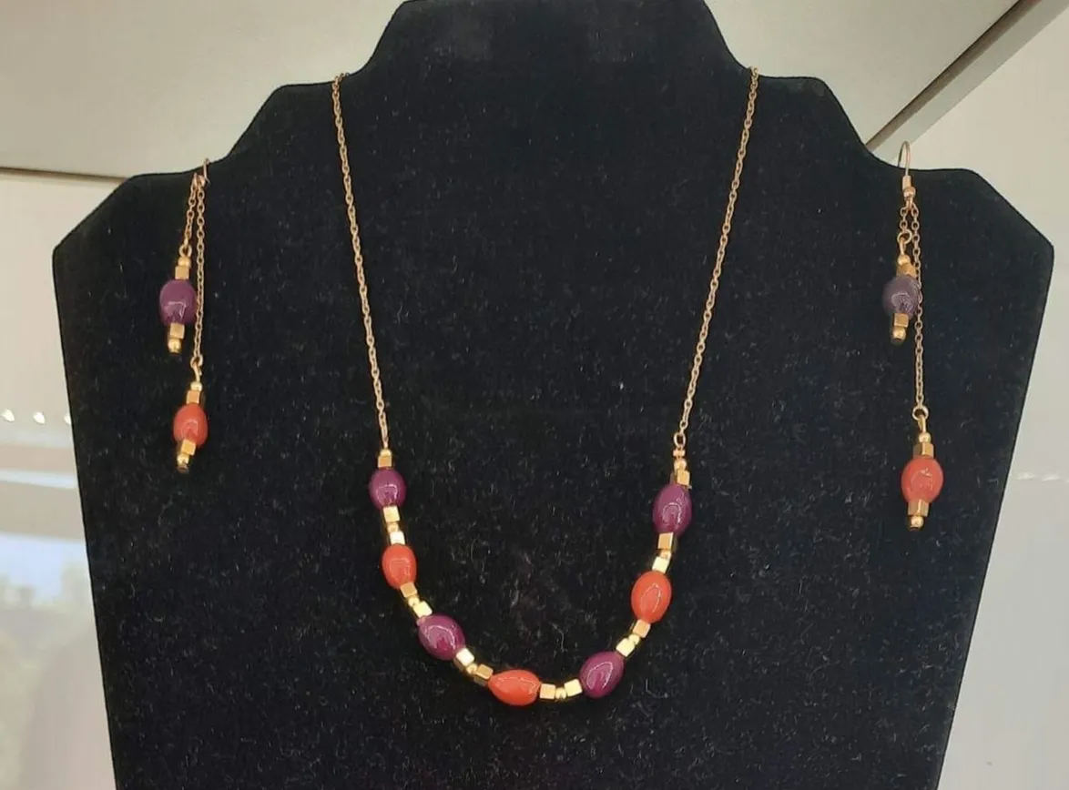 Parure Orange et prune